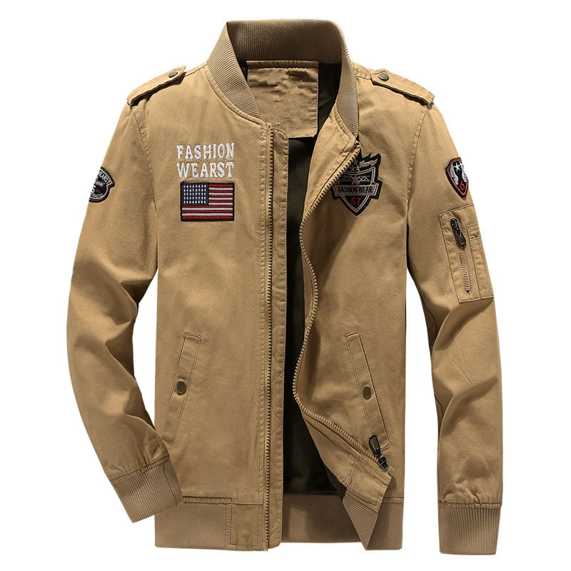 Herren Canvas-Field-Bomberjacke mit bestickten Patches und Ärmel-Utilitytasche Nord Taschen