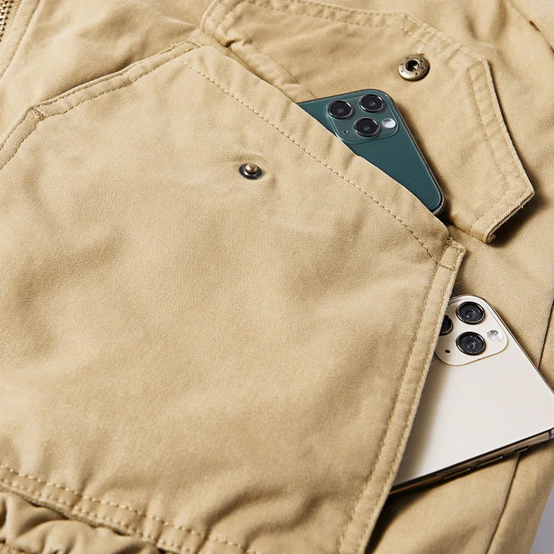 Herren Canvas-Feldjacke mit Teddykragen, wärmender Fütterung und Utility-Taschen Nord Taschen