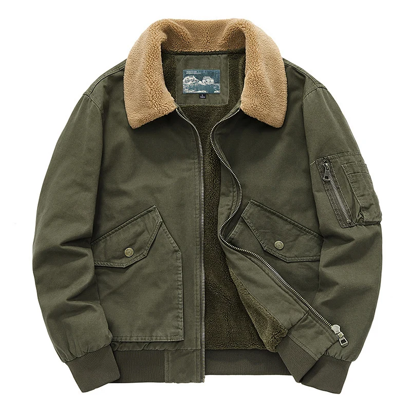 Herren Canvas-Feldjacke mit Teddykragen, wärmender Fütterung und Utility-Taschen Nord Taschen