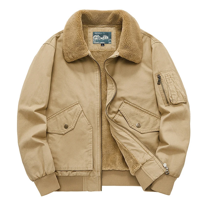 Herren Canvas-Feldjacke mit Teddykragen, wärmender Fütterung und Utility-Taschen Nord Taschen