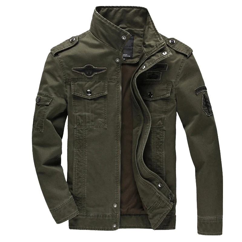 Herren Canvas-Feldblouson im Military-Utility-Stil mit Schulterepauletten und verdecktem Zweiwege-Reißverschluss Nord Taschen
