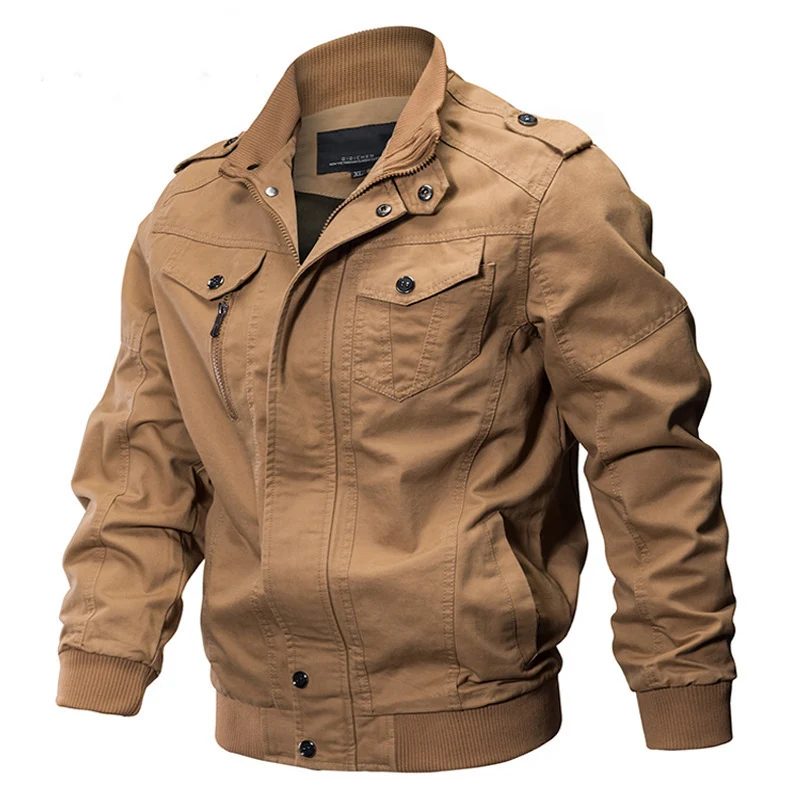Herren Canvas-Feldblouson im Military-Utility-Stil mit Schulterepauletten und verdecktem Zweiwege-Reißverschluss Nord Taschen