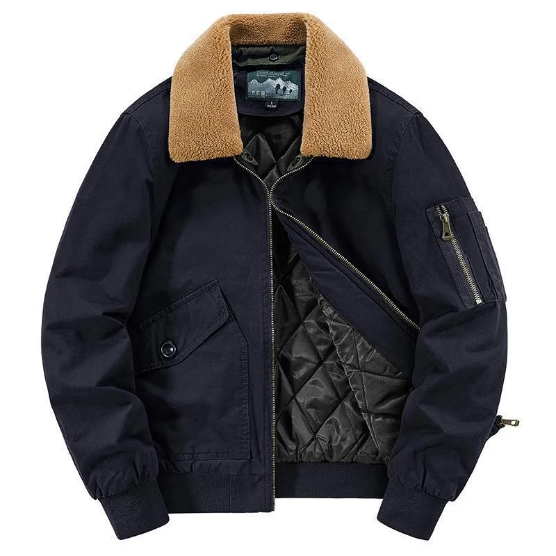 Herren Canvas-Bomberjacke mit gesteppter Thermofütterung und Teddykragen Nord Taschen