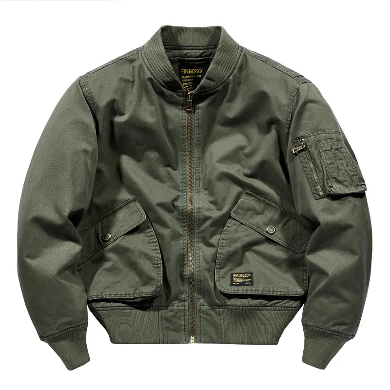 Herren Canvas-Bomberjacke im Utility-Stil mit Ärmeltasche und großem Klappen-Taschen-Design Nord Taschen