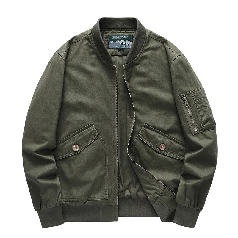 Herren Canvas-Bomberjacke im Utility-Fieldstil mit Ärmeltasche, Pattentaschen und geripptem Bund Nord Taschen