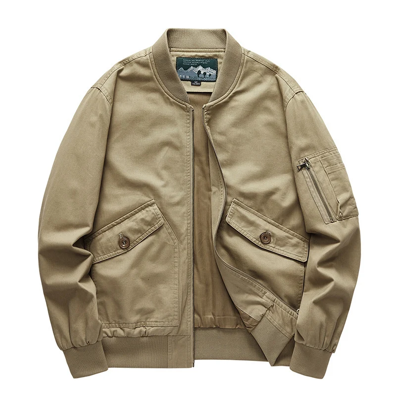Herren Canvas-Bomberjacke im Utility-Fieldstil mit Ärmeltasche, Pattentaschen und geripptem Bund Nord Taschen