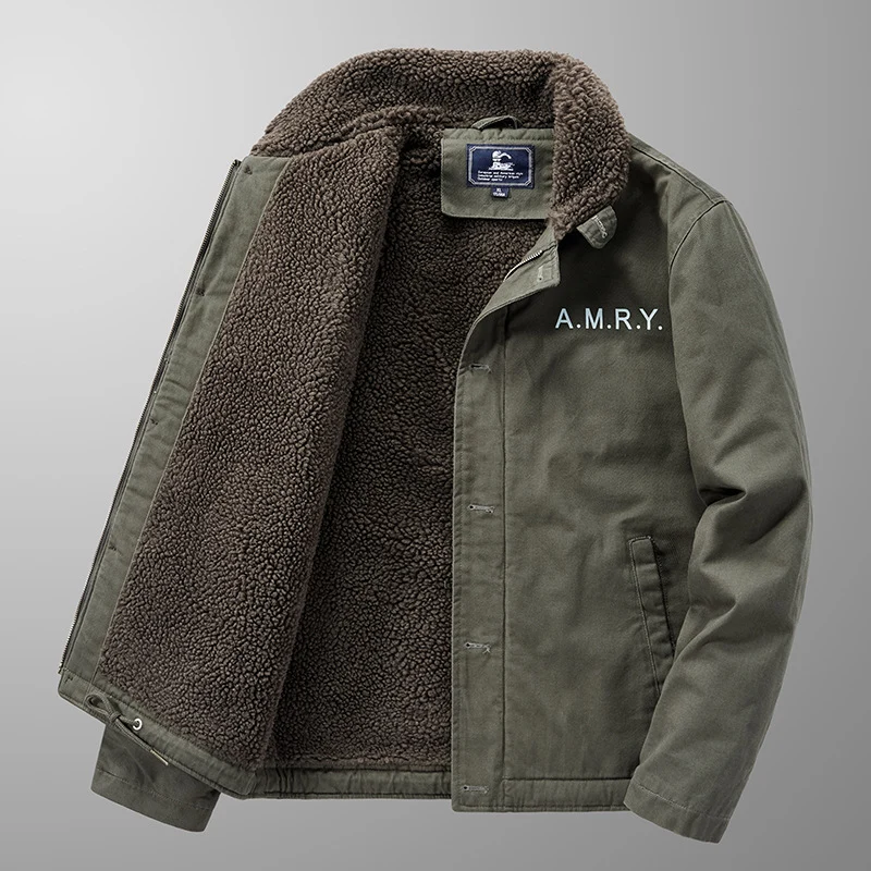 Herren Canvas-Arbeitsjacke mit Sherpa‑Futter, Thermo‑Innenlage und Kordelzugsaum Nord Taschen