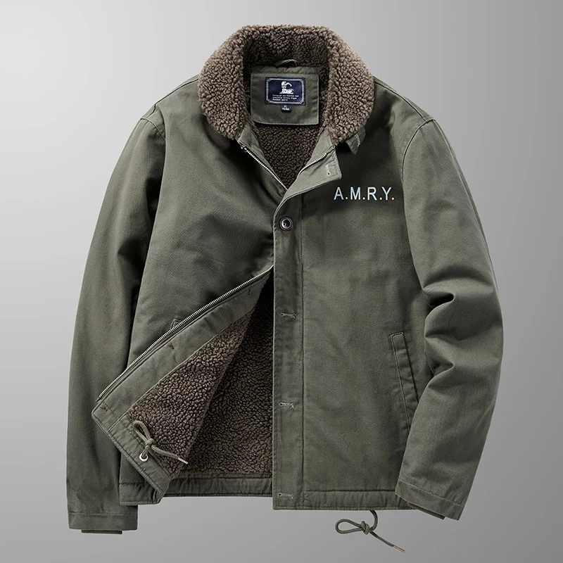 Herren Canvas-Arbeitsjacke mit Sherpa‑Futter, Thermo‑Innenlage und Kordelzugsaum Nord Taschen