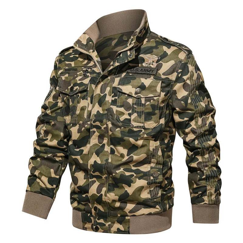Herren Camouflage-Fieldblouson im Urban-Militärstil mit Rippbündchen und Mehrfach-Taschen Nord Taschen