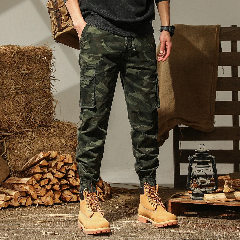 Herren Camouflage Cargo-Joggerhose mit elastischem Kordbund und verstärkten Kniepartien Nord Taschen