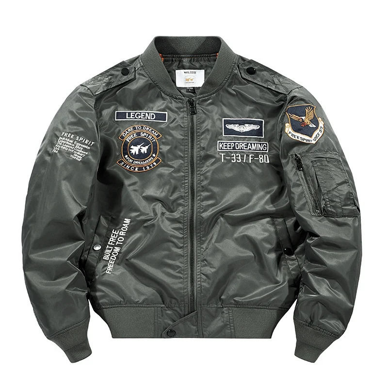 Herren Bomberjacke Pilotenblouson mit gestickten Fliegerapplikationen und windabweisendem Nylon Nord Taschen