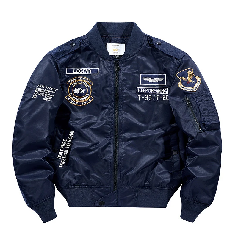 Herren Bomberjacke Pilotenblouson mit gestickten Fliegerapplikationen und windabweisendem Nylon Nord Taschen