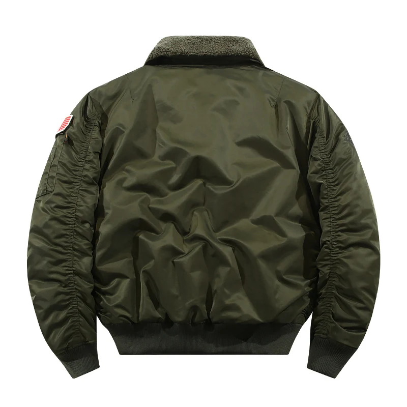 Herren Bomberjacke mit Lammfellkragen und Utility-Taschen Nord Taschen