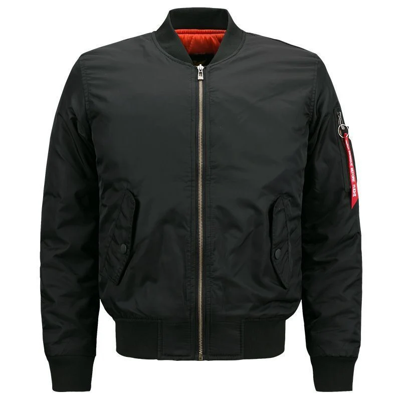 Herren Bomberjacke im Pilotenstil mit kontrastiertem Innenfutter und Ärmel-Utilitytasche Nord Taschen