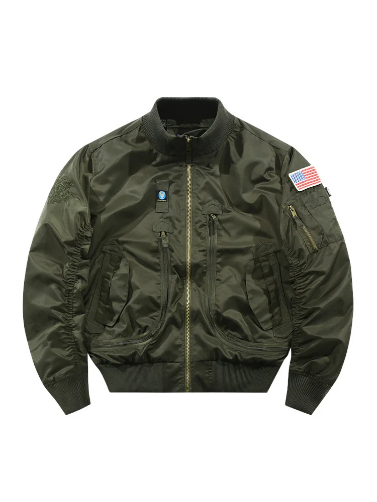 Herren Bomberjacke im Fliegerstil mit taktischen Mehrfachtaschen und Patch-Details Nord Taschen