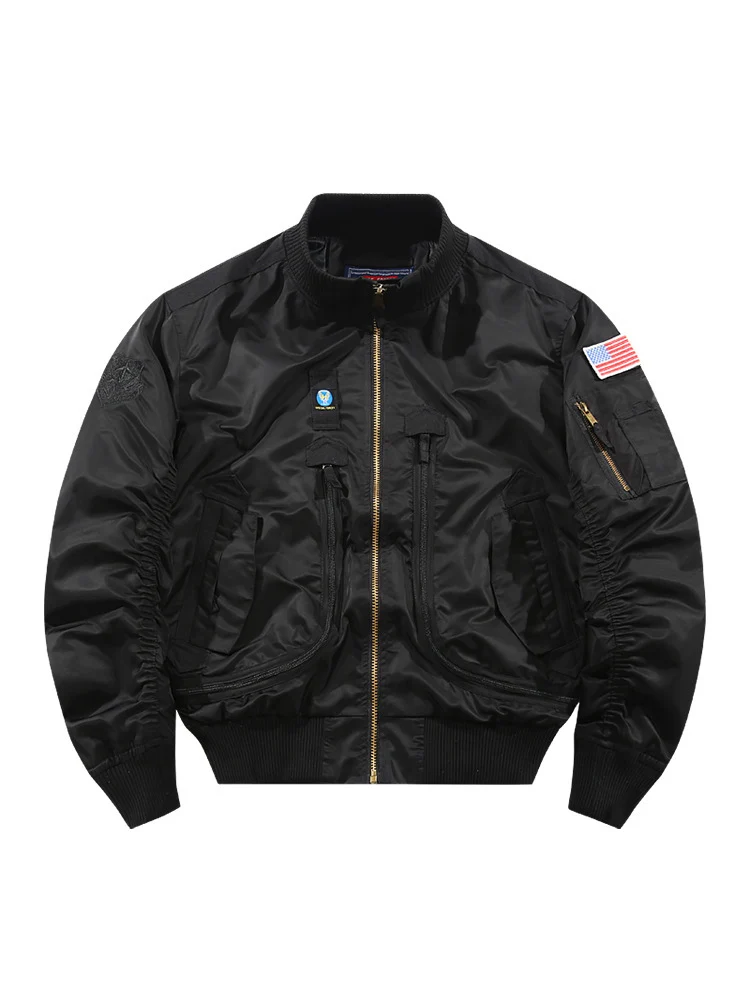 Herren Bomberjacke im Fliegerstil mit taktischen Mehrfachtaschen und Patch-Details Nord Taschen