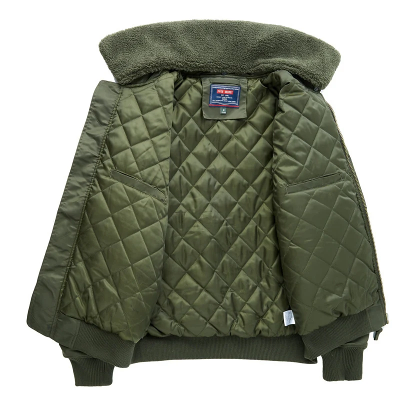 Herren Bomberjacke im Fliegerstil mit Sherpa-Kragen und multifunktionalen Reißverschlusstaschen Nord Taschen