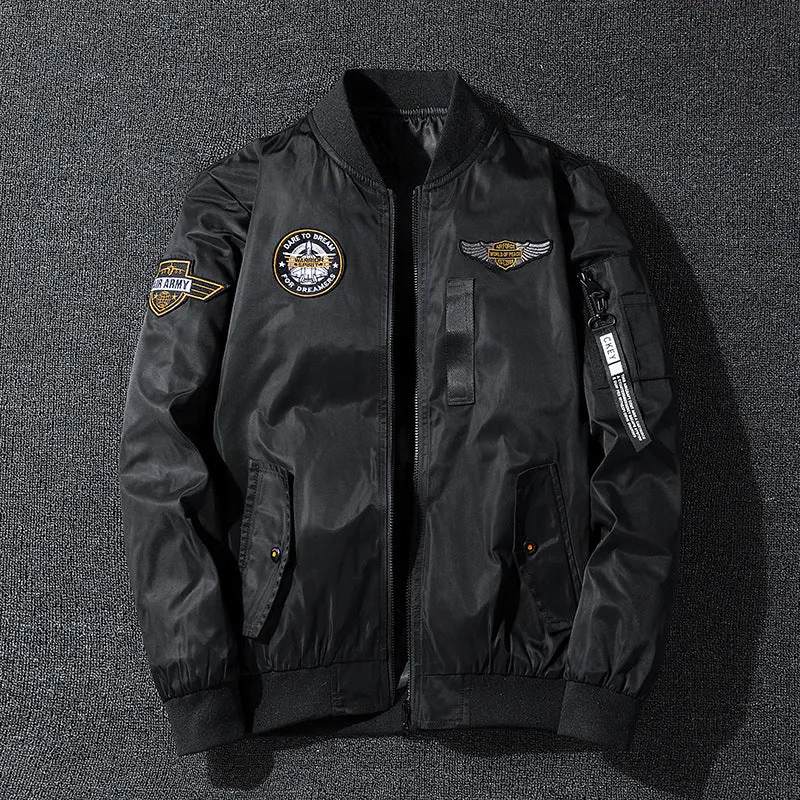 Herren Bomberjacke im Fliegerstil mit Nylon‑Shell, Patch‑Applikationen und Ärmeltasche Nord Taschen