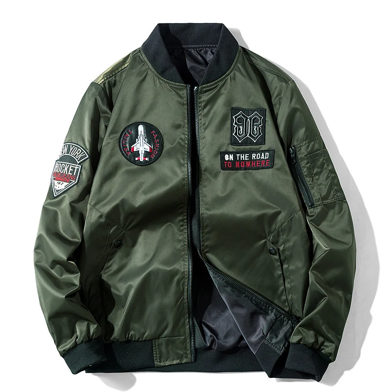 Herren Bomberjacke im Aviator-Style mit Patchapplikationen, Nylon-Shell und Ärmeltasche Nord Taschen