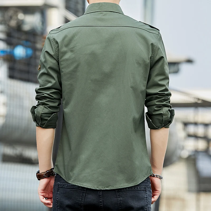 Herren Baumwoll-Fieldshirt im Military-Look mit Schulterepauletten und Brustpattentaschen Nord Taschen