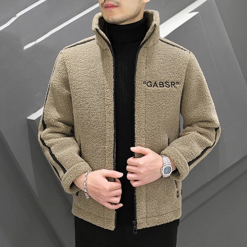 Herren Teddy-Fleece-Blouson mit Stehkragen, Reißverschluss und Kontraststreifen Nord Taschen