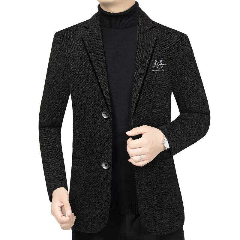 Herren Tailliertes Wollmix-Sakko im Struktur-Look mit Revers, Logostick und Zweiknopf-Front Nord Taschen