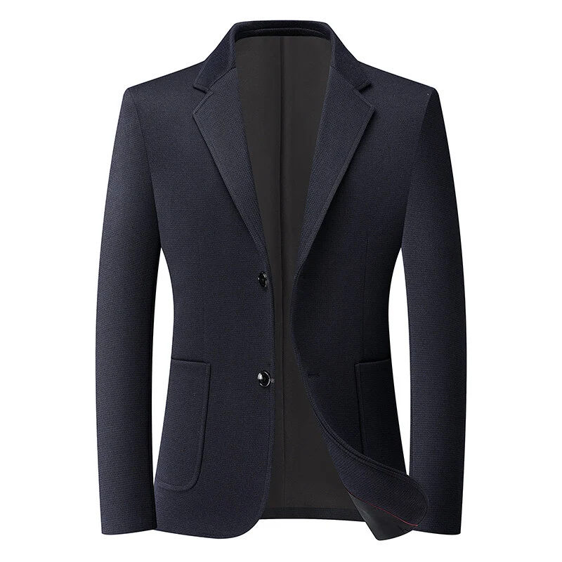 Herren Tailliertes Strickblazer aus Wollmix mit feiner Noppenstruktur und aufgesetzten Taschen Nord Taschen