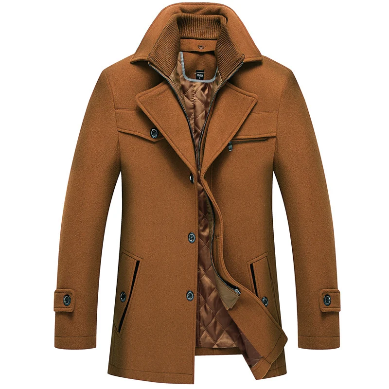 Herren Taillierter Kurzmantel aus Wollmix mit herausnehmbarer gesteppter Innenjacke und verdecktem Zwei-Wege-Reißverschluss Nord Taschen