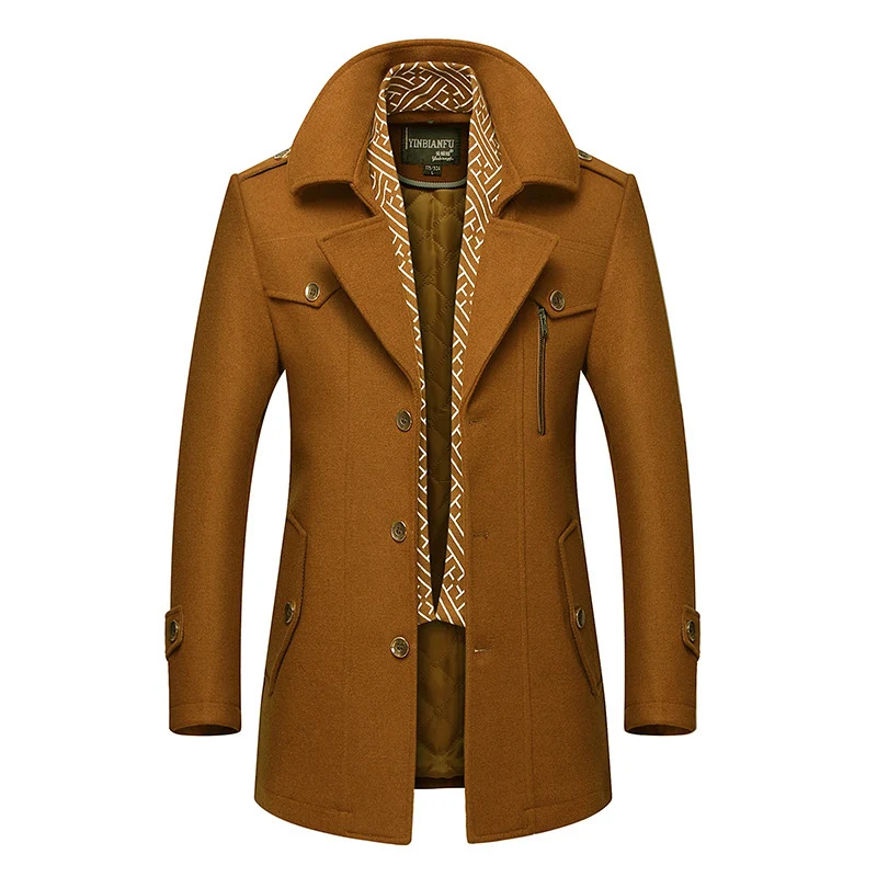 Herren Smart-Casual Wollmix-Mantel mit versteckter gesteppter Innenjacke und Schulterklappen Nord Taschen