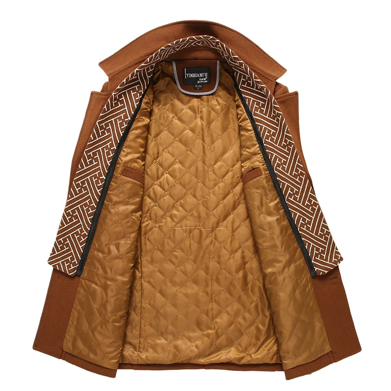 Herren Smart-Casual Wollmix-Mantel mit versteckter gesteppter Innenjacke und Schulterklappen Nord Taschen