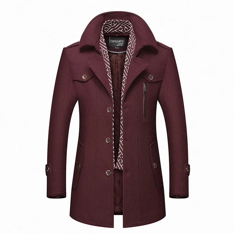 Herren Smart-Casual Wollmix-Mantel mit versteckter gesteppter Innenjacke und Schulterklappen Nord Taschen