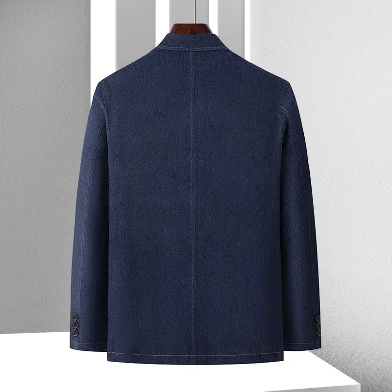 Herren Smart-Casual Denimblazer mit aufgesetzten Taschen und Kontrastnähten Nord Taschen