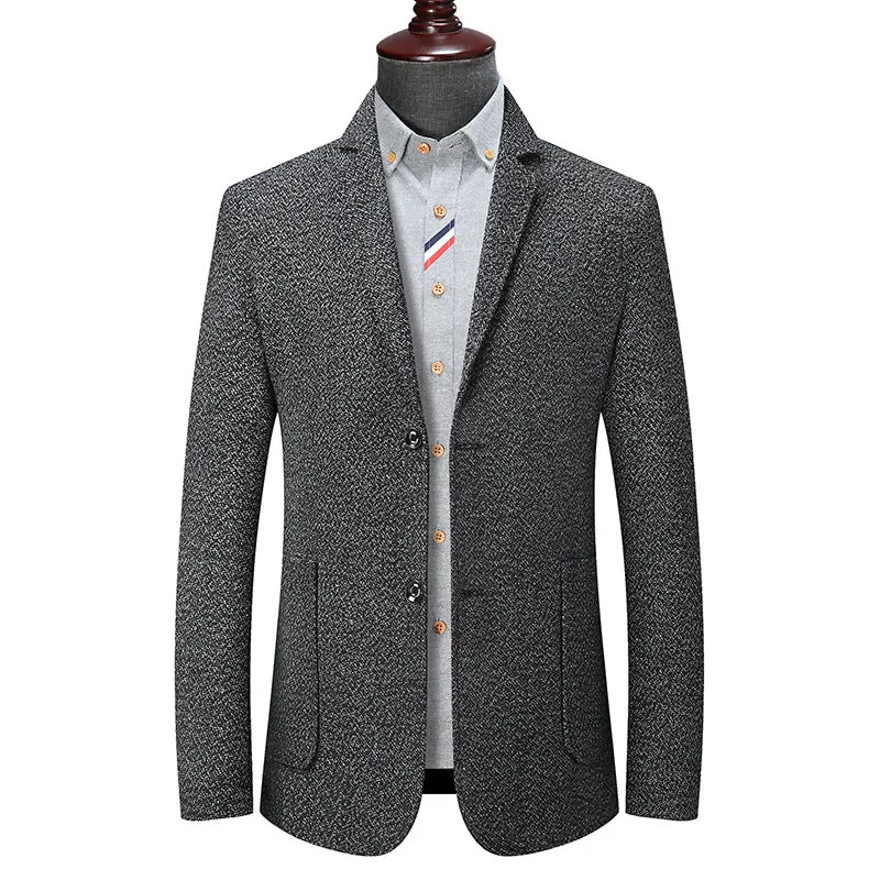 Herren Slim-Fit strukturierter Wollmix-Blazer mit Schalkragenoptik und aufgesetzten Eingrifftaschen Nord Taschen