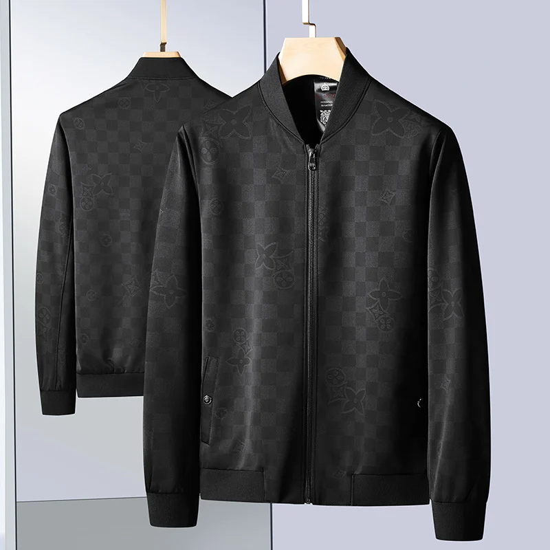 Herren Slim-Fit Jacquard-Bomberjacke mit tonalem Muster, Reißverschluss und Rippbündchen Nord Taschen