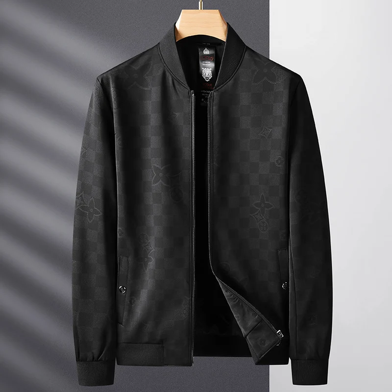 Herren Slim-Fit Jacquard-Bomberjacke mit tonalem Muster, Reißverschluss und Rippbündchen Nord Taschen