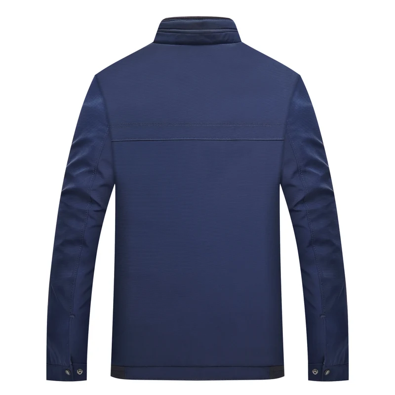 Herren Schlanke Stehkragen-Übergangsjacke mit Reißverschluss, wasserabweisender Außenfläche und geometrischem Futter Nord Taschen