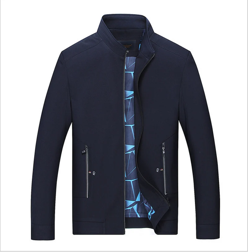 Herren Schlanke Stehkragen-Übergangsjacke mit Reißverschluss, wasserabweisender Außenfläche und geometrischem Futter Nord Taschen