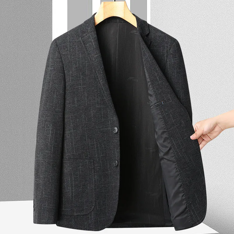 Herren Sakko aus Wollmix mit dezentem Karomuster, leichter Thermo-Innenfütterung und aufgesetzten Taschen Nord Taschen