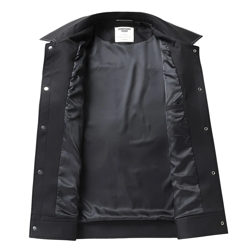Herren Overshirt-Jacke aus glattem Kunstleder mit Brusttaschen und Druckknopfverschluss Nord Taschen