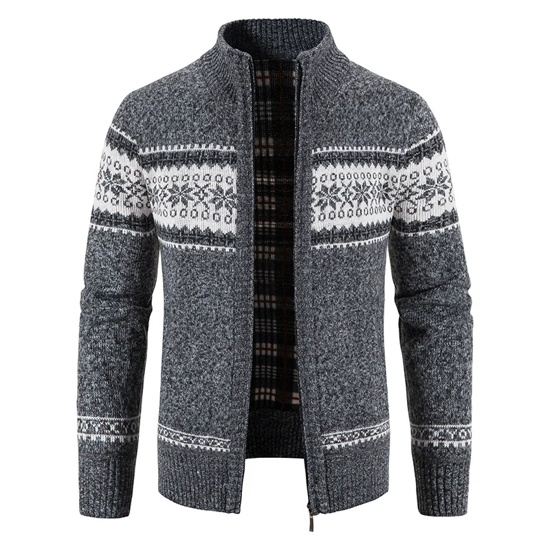 Herren Norweger-Strickzipjacke mit Stehkragen, wärmendem Fleecefutter und Reißverschluss Nord Taschen