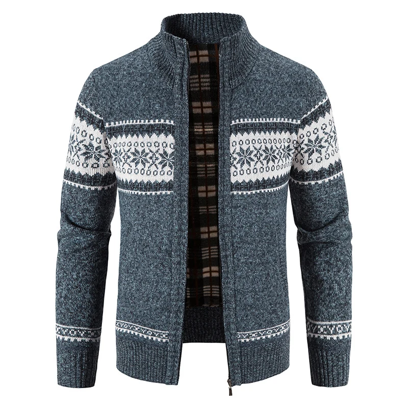 Herren Norweger-Strickzipjacke mit Stehkragen, wärmendem Fleecefutter und Reißverschluss Nord Taschen
