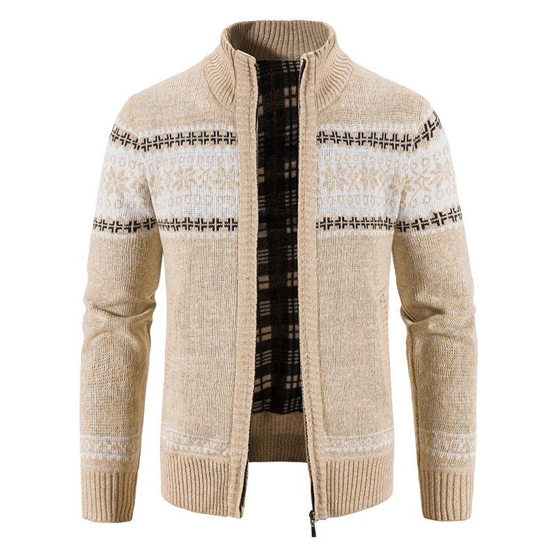 Herren Norweger-Strickzipjacke mit Stehkragen, wärmendem Fleecefutter und Reißverschluss Nord Taschen