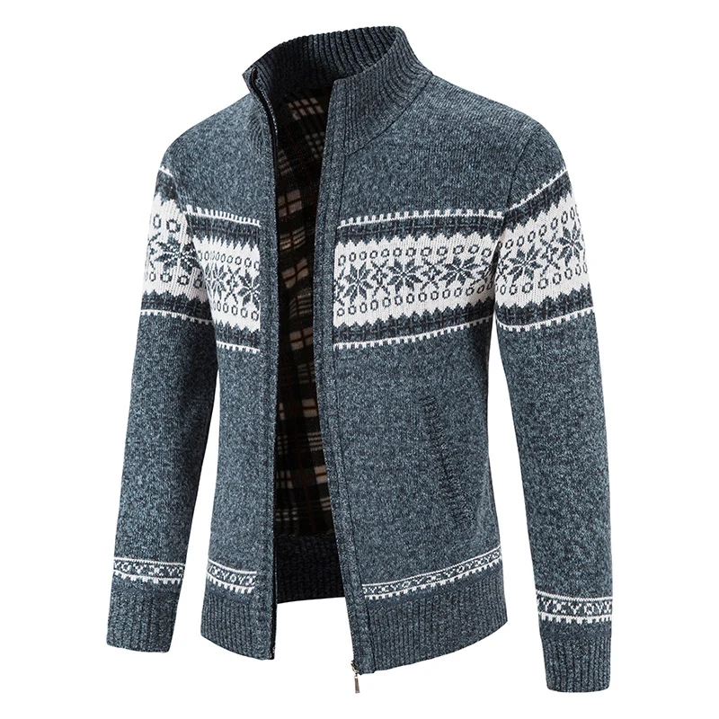 Herren Norweger-Strickzipjacke mit Stehkragen, wärmendem Fleecefutter und Reißverschluss Nord Taschen