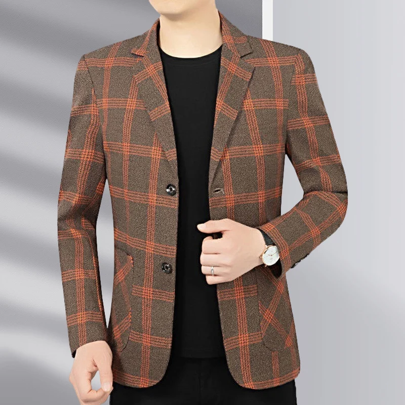 Herren Modernes kariertes Tailored-Sakko aus Wollmix mit kontrastierenden Nahtdetails und aufgesetzten Fronttaschen Nord Taschen