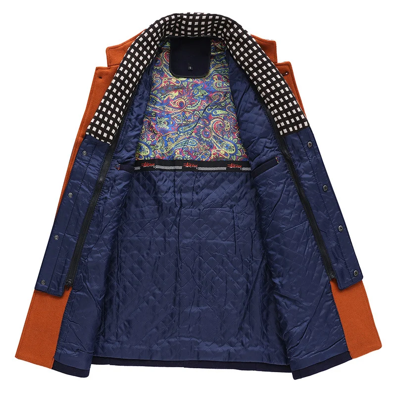 Herren Moderner Wollmix-Übermantel mit Stehkragen, taillierter Silhouette und gesteppter Innenfütterung Nord Taschen