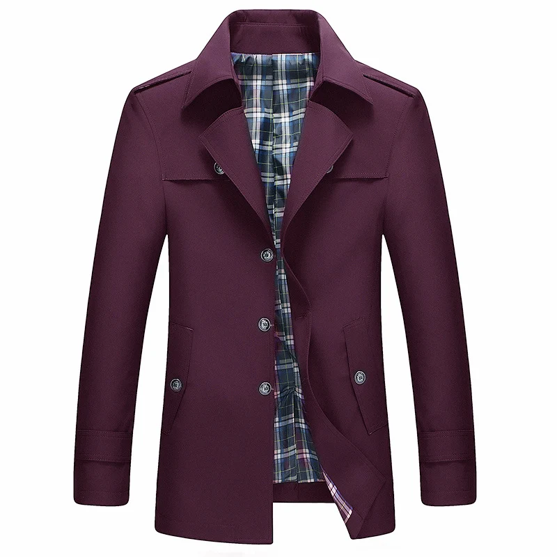 Herren Moderner Kurzmantel im Trenchcoat‑Look mit karierter Innenfütterung und Schulterklappen Nord Taschen