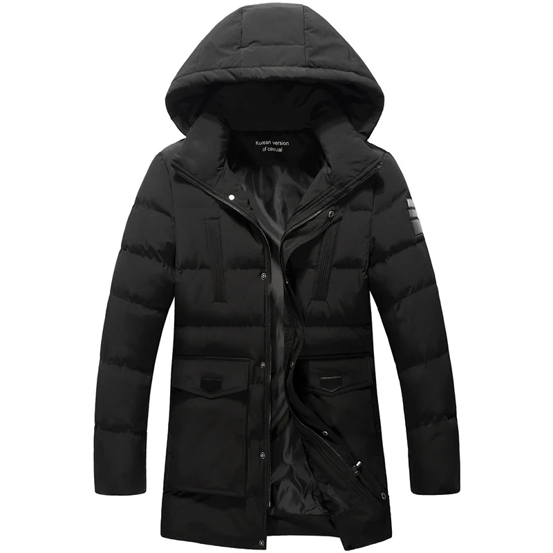Herren Mittellanger Steppparka mit Kapuze und winddichter Thermoisolierung Nord Taschen