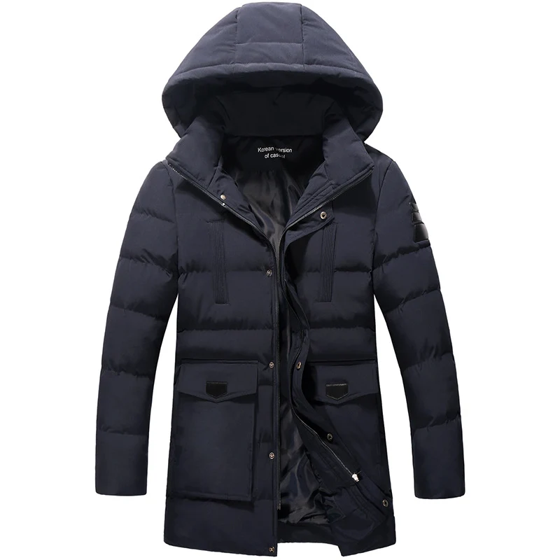 Herren Mittellanger Steppparka mit Kapuze und winddichter Thermoisolierung Nord Taschen