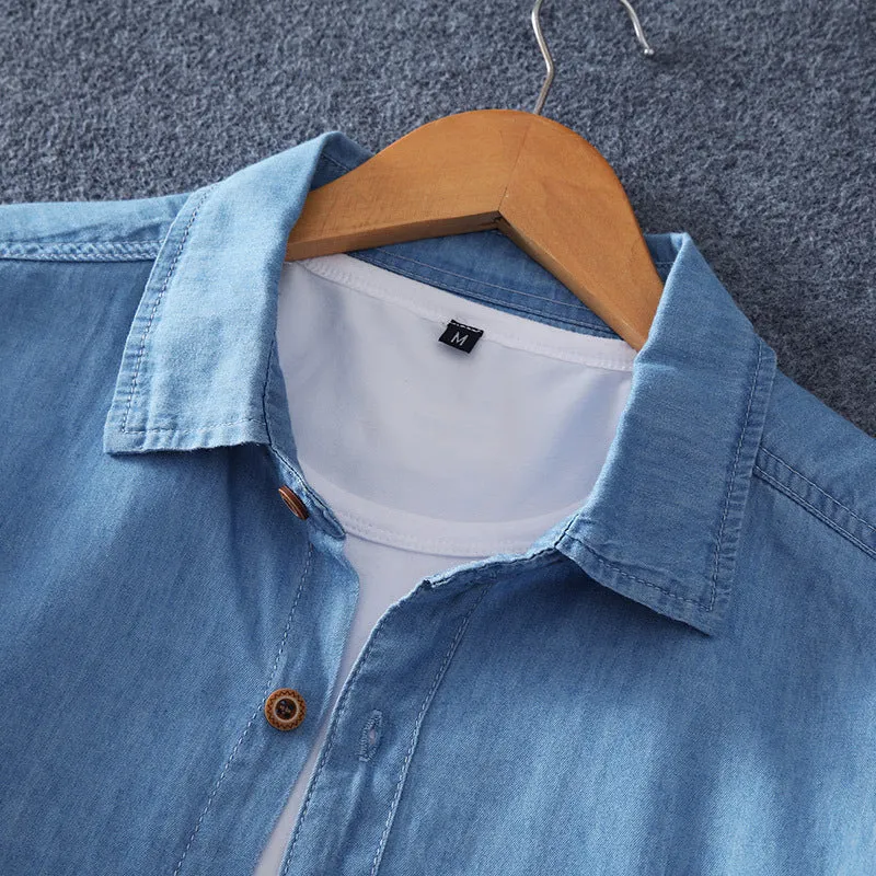 Herren Leichtes Denim-Hemd mit Brusttasche und klassischem Hemdkragen Nord Taschen