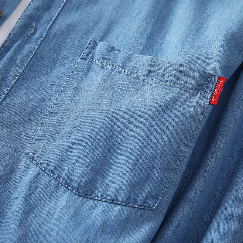 Herren Leichtes Denim-Hemd mit Brusttasche und klassischem Hemdkragen Nord Taschen